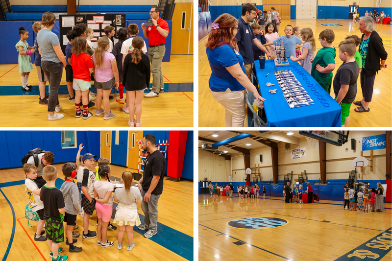 collage of kids at a career fair