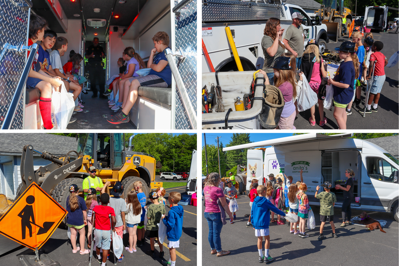 collage of kids at a career fair