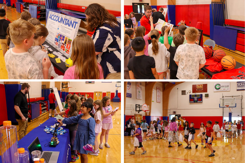 collage of kids at a career fair