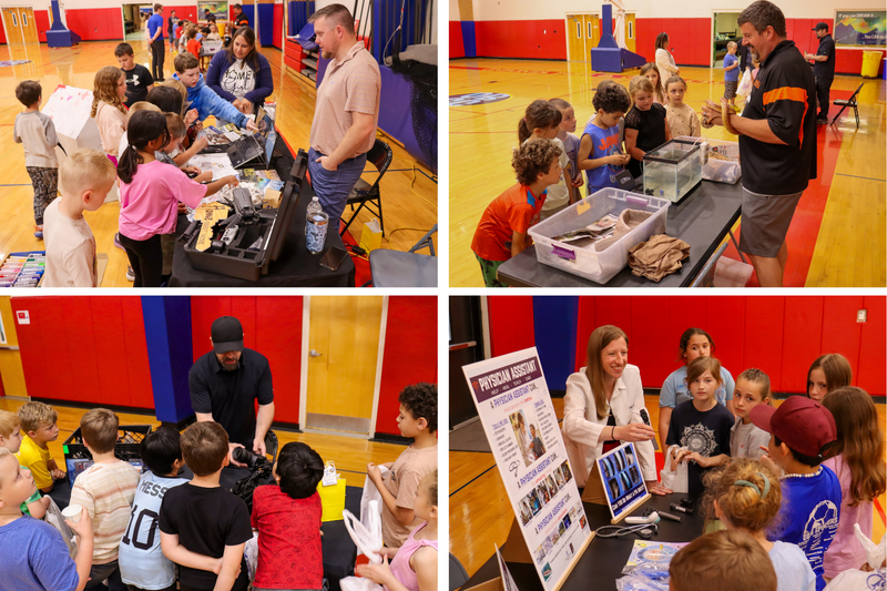 collage of kids at a career fair