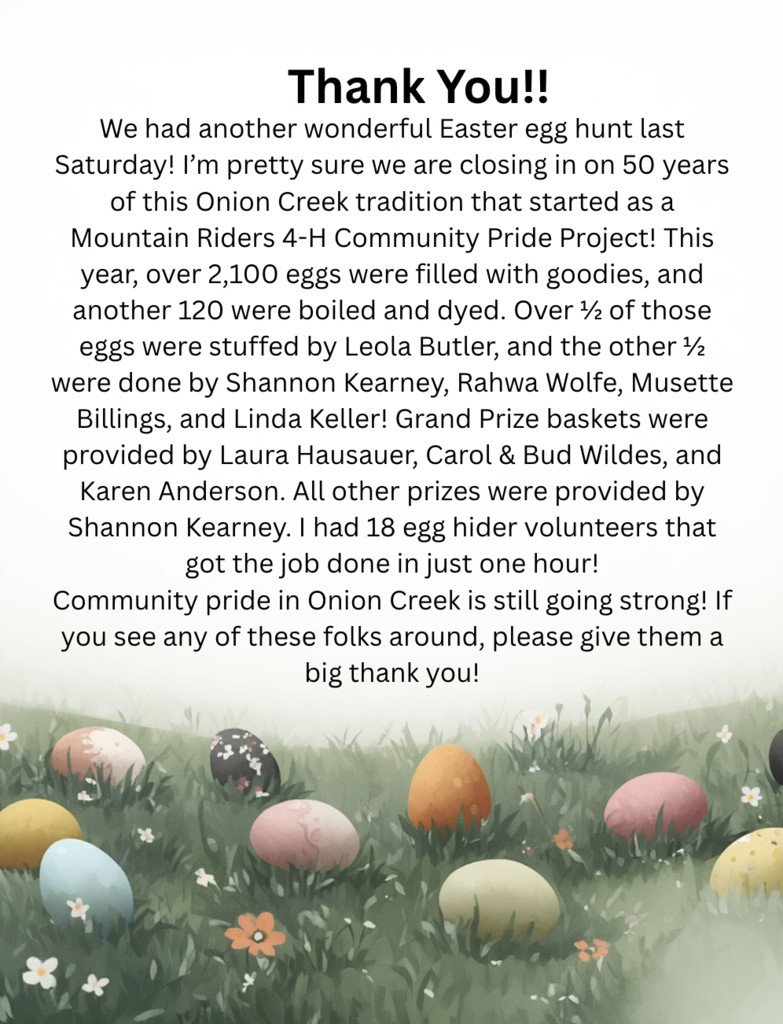 Thank you for another successful Easter egg hunt!