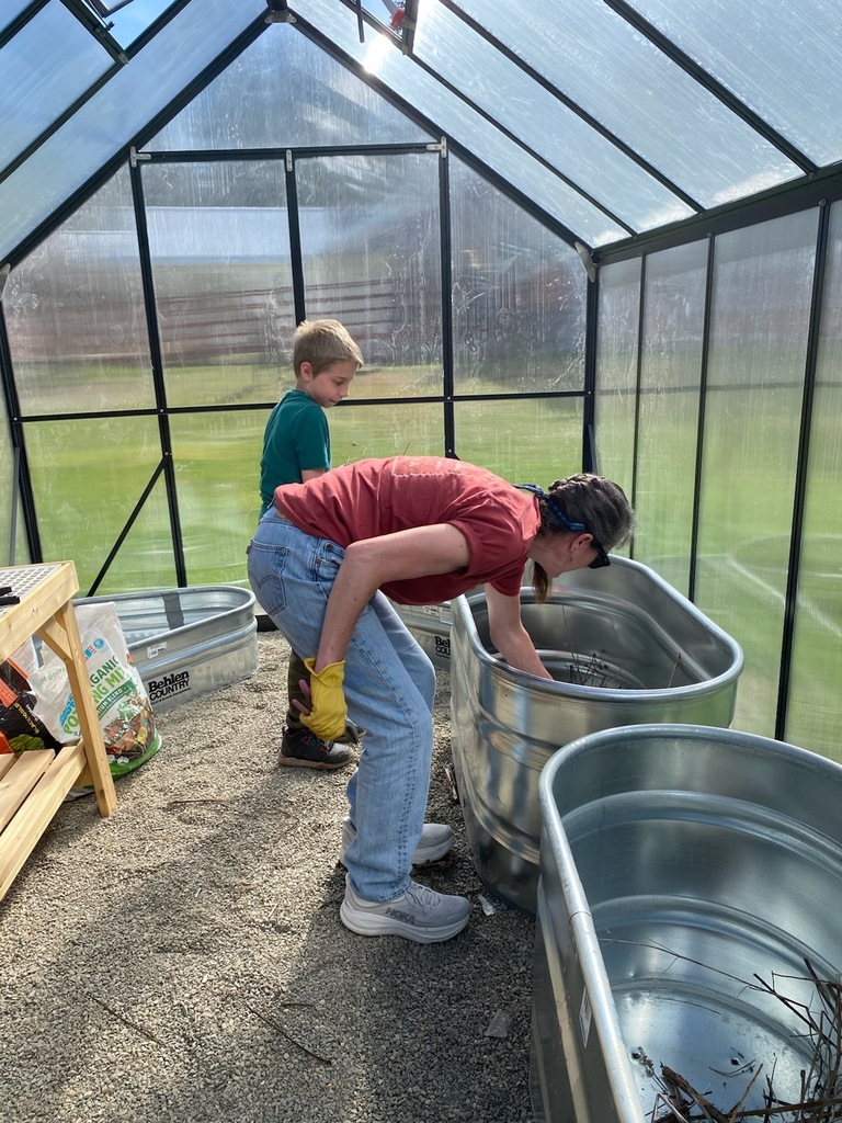Setting up greenhouse planters