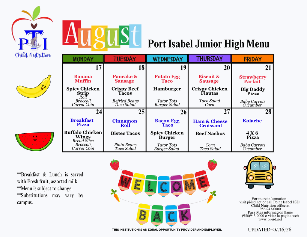 August Menu