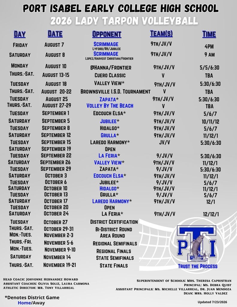 Volleyball Schedule