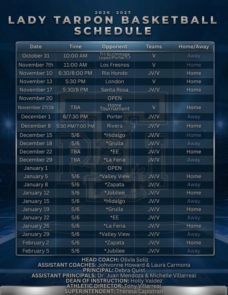 Girls Basketball Schedule