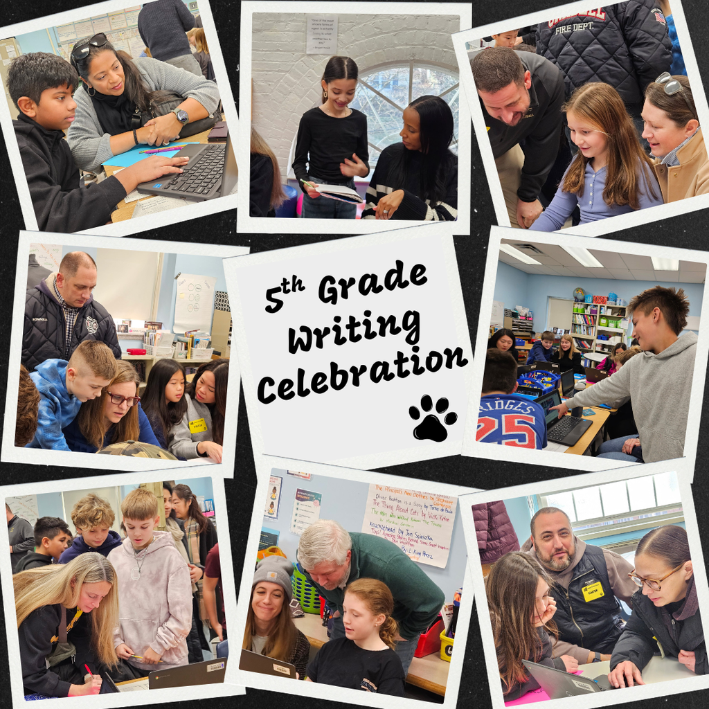 Photos of 5th Graders Sharing Writing with Parents