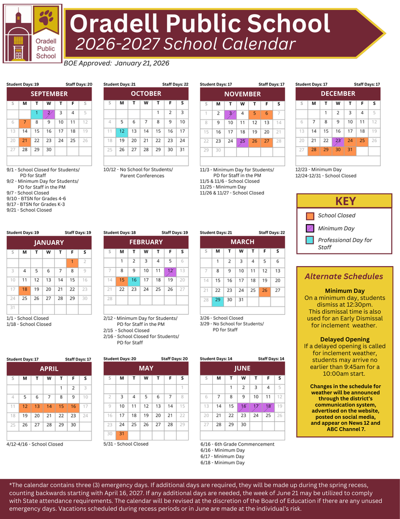 OPS 2026-2027 Calendar