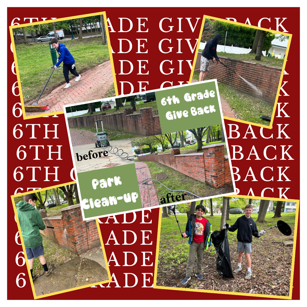 Photos of 6th graders doing volunteer work