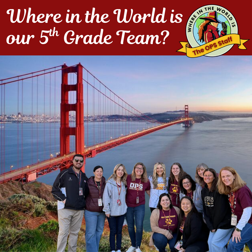 Photo of 5th Grade Teachers in Front of a Bridge