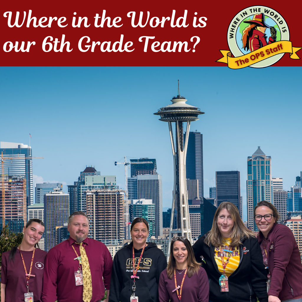 Photo of 6th grade teachers in front of iconic landmark