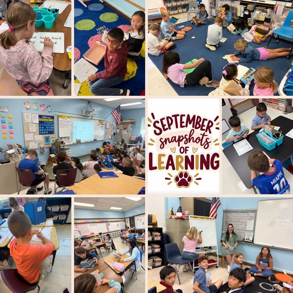 Pictutres of students working with September Snapshots of Learning label