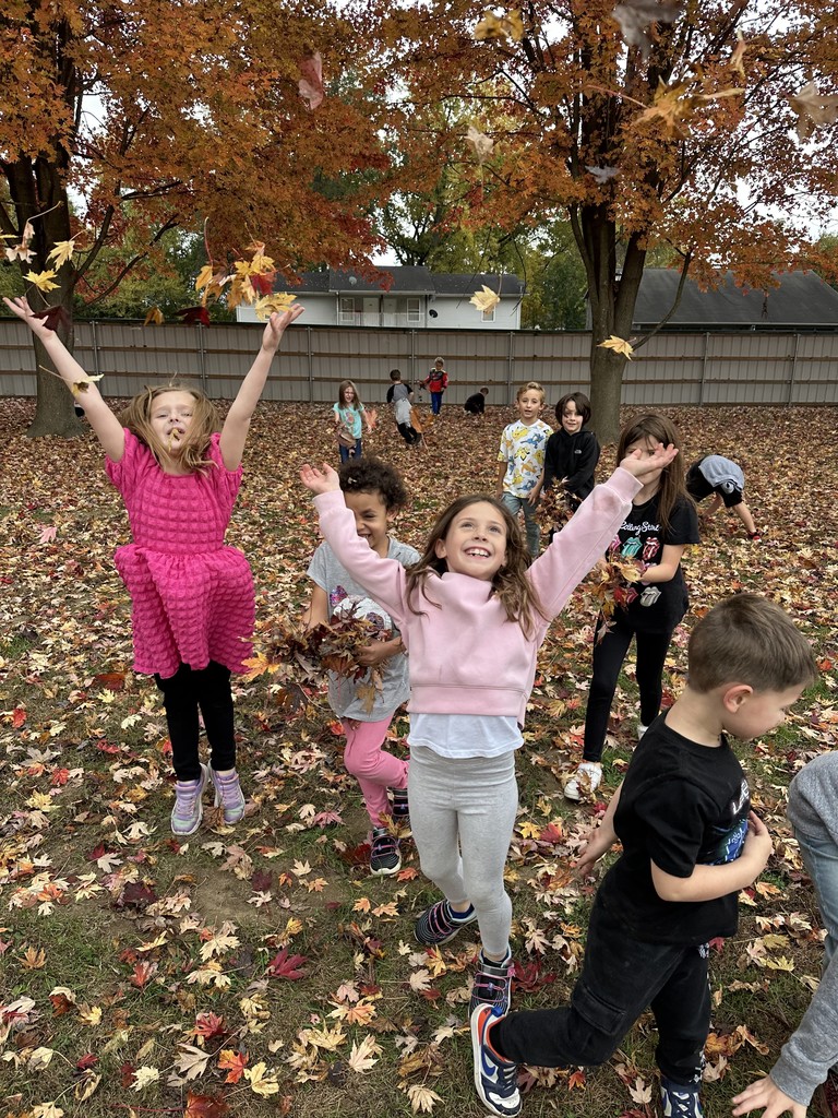 students in the leaves