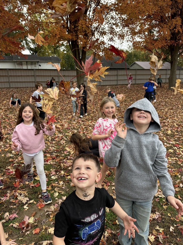 students in the leaves