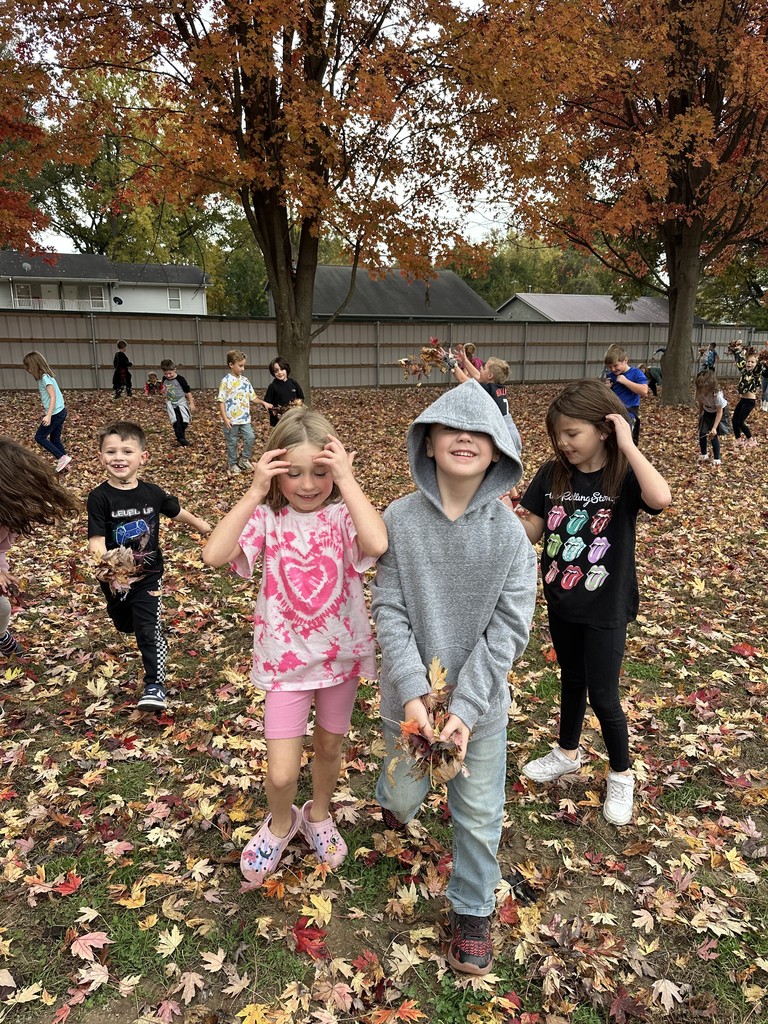 students in the leaves