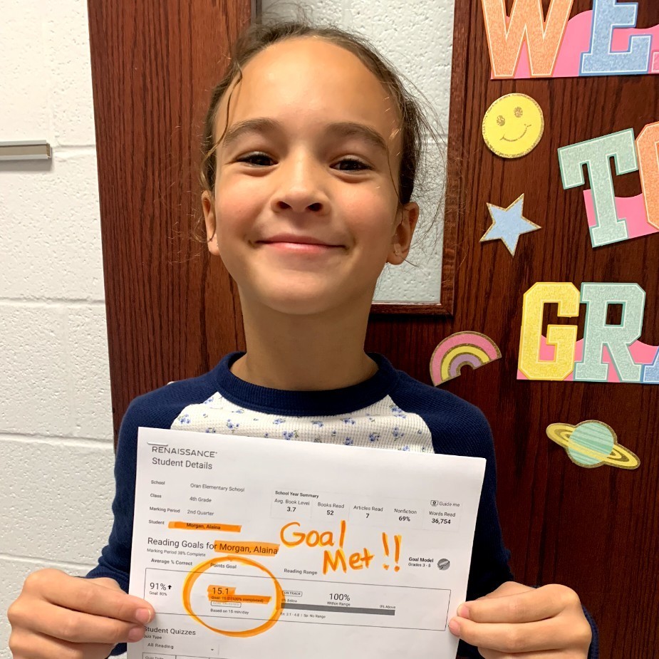 Alaina made her AR goal.
