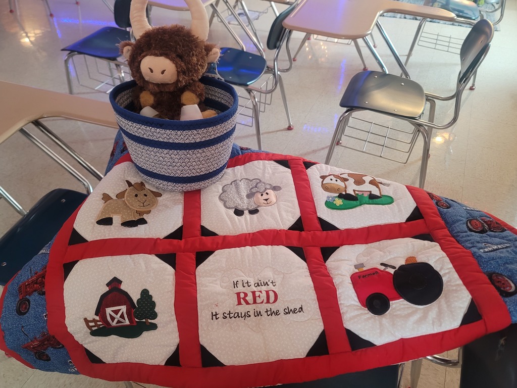 Farm baby quilt and basket