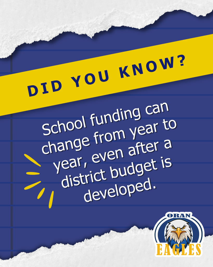 Did you know graphic with information about school funding and the Oran Eagles logo.