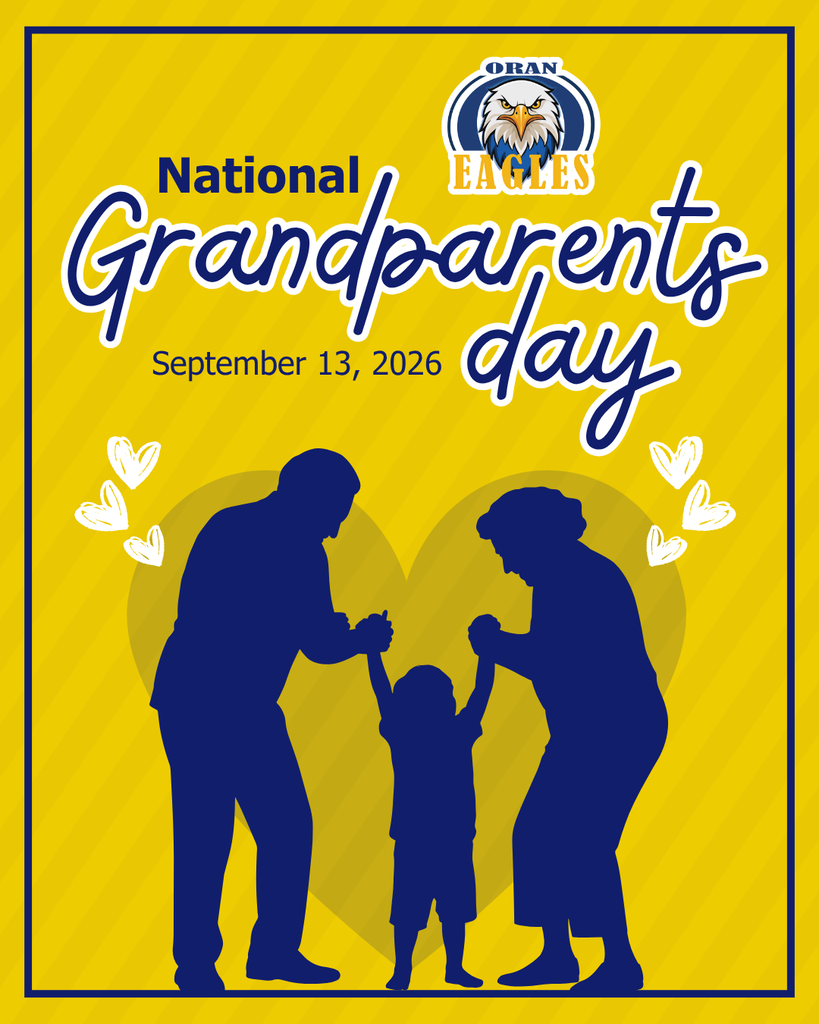 Oran Eagles graphic celebrates National Grandparents Day on September 13, 2026, with silhouettes of grandparents and a child.