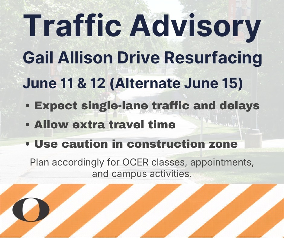 A Traffic Advisory graphic mentioning Gail Allison Drive Resurfacing