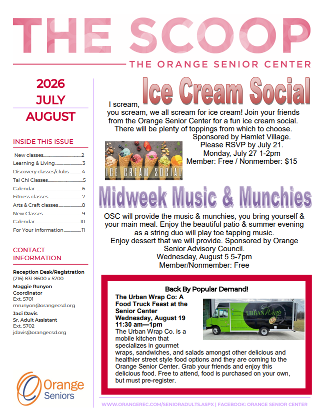 Cover of the Senior Center newsletter, the SCOOP