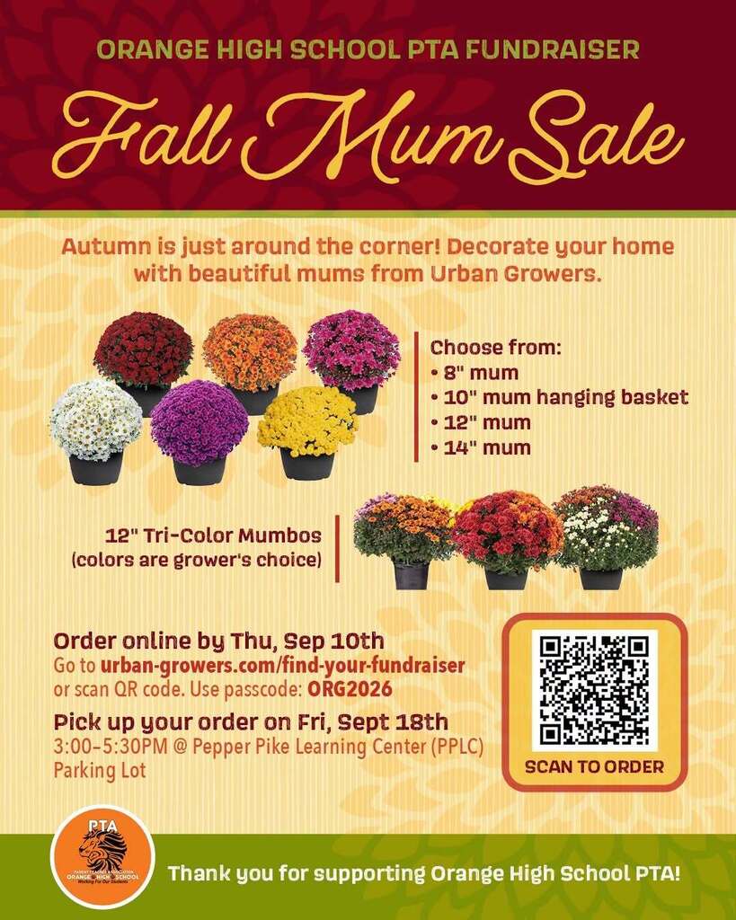Flyer for the Orange High School PTA Fundraiser