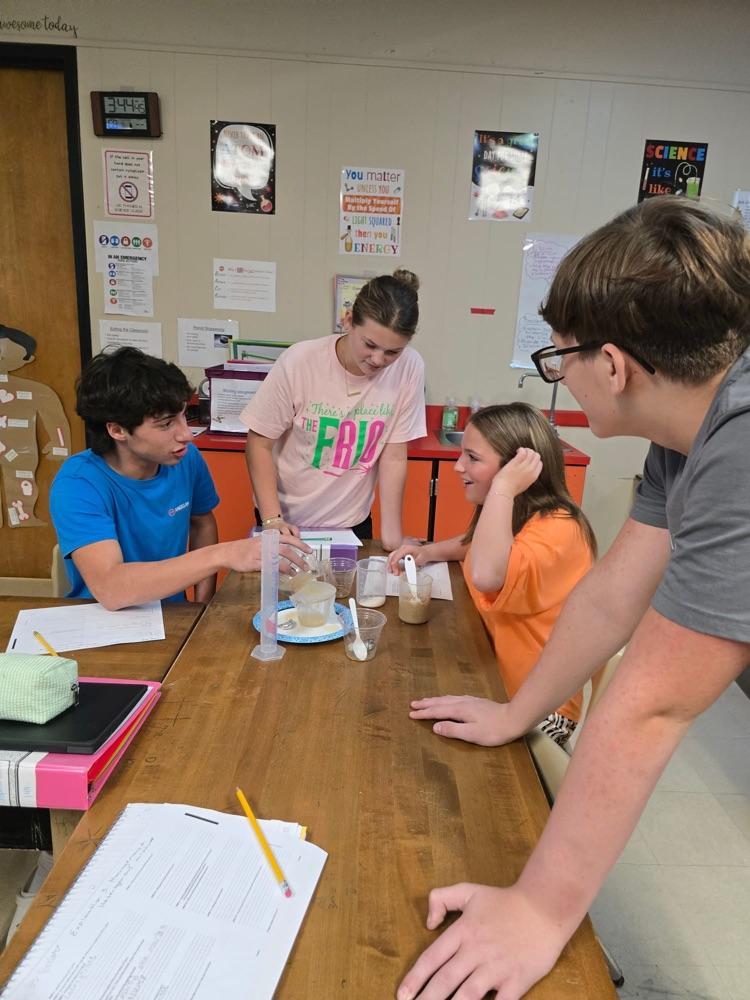 8th grade students completing a lab in science.