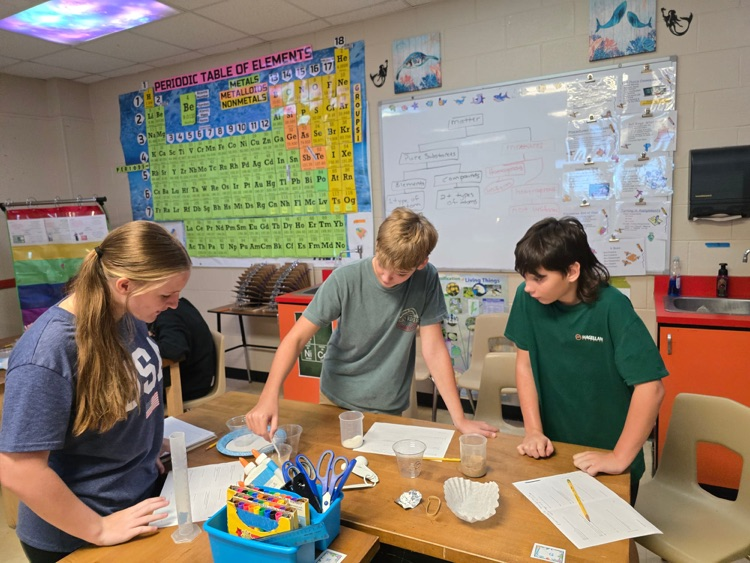 8th grade students completing a lab in science.