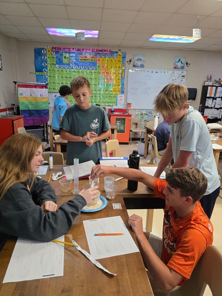 8th grade students completing a lab in science.