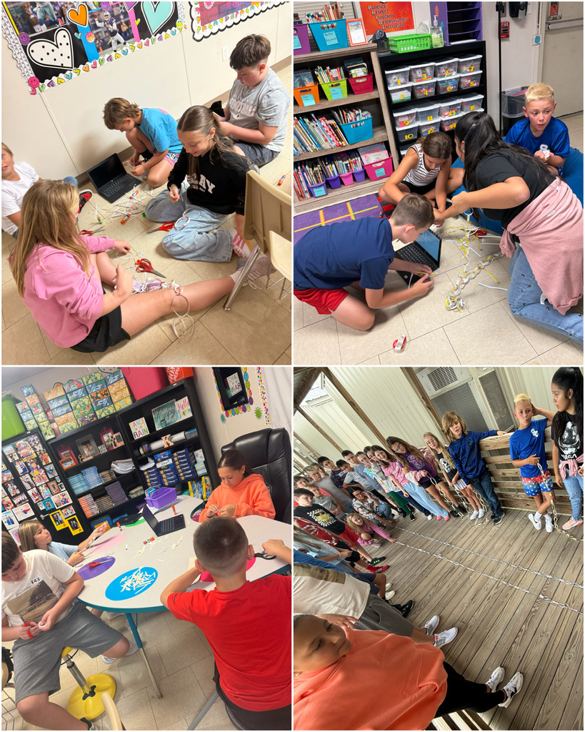Students making chain
