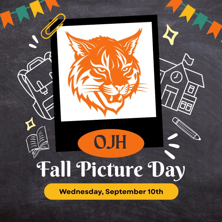 A graphic saying tomorrow, September 10th, is fall picture day for OJH.