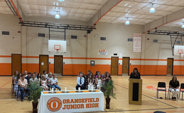 students being inducted into National Junior Honor Society.