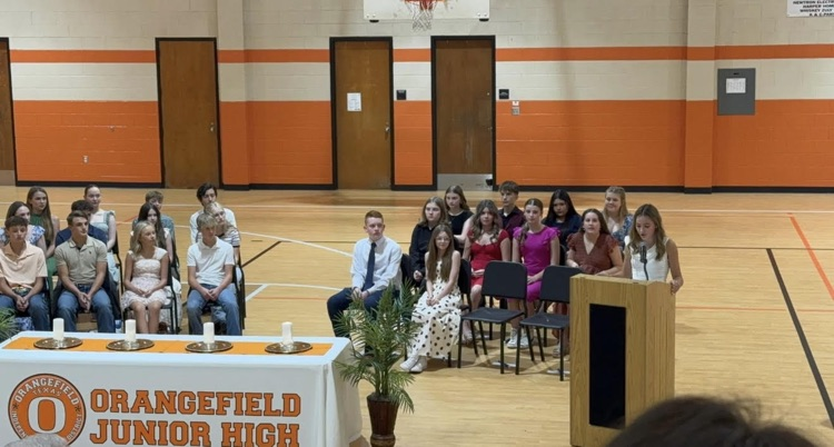 students being inducted into National Junior Honor Society.