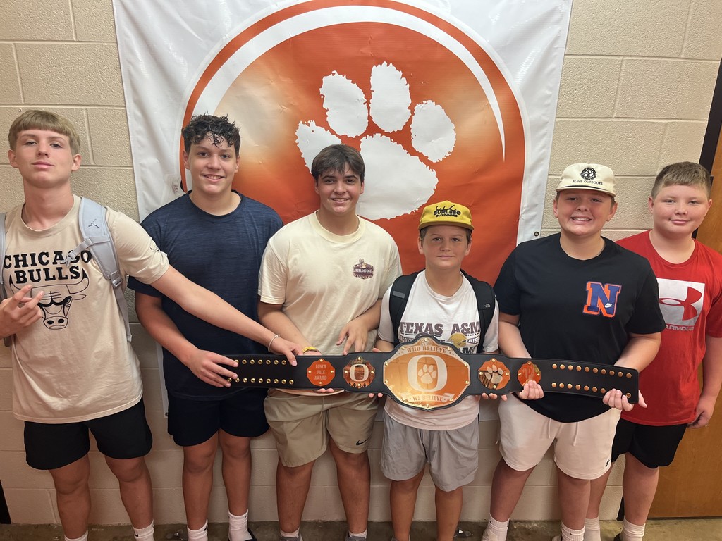 8th grade lineman Lexon Detwiler, Connor Haley, Kreed Spears, Brody Pate, Kole Knox, Kamden McKinley, Leon Bridges(not pictured)