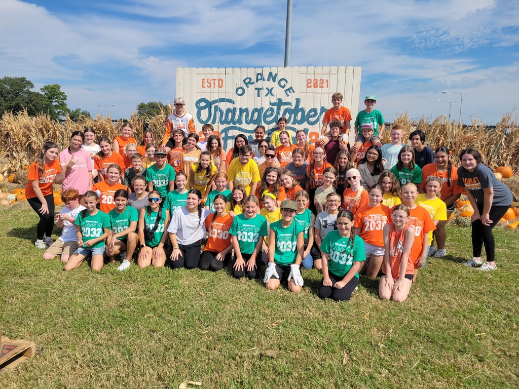 A group photo of student council and NJHS setting up for orangetober fest.