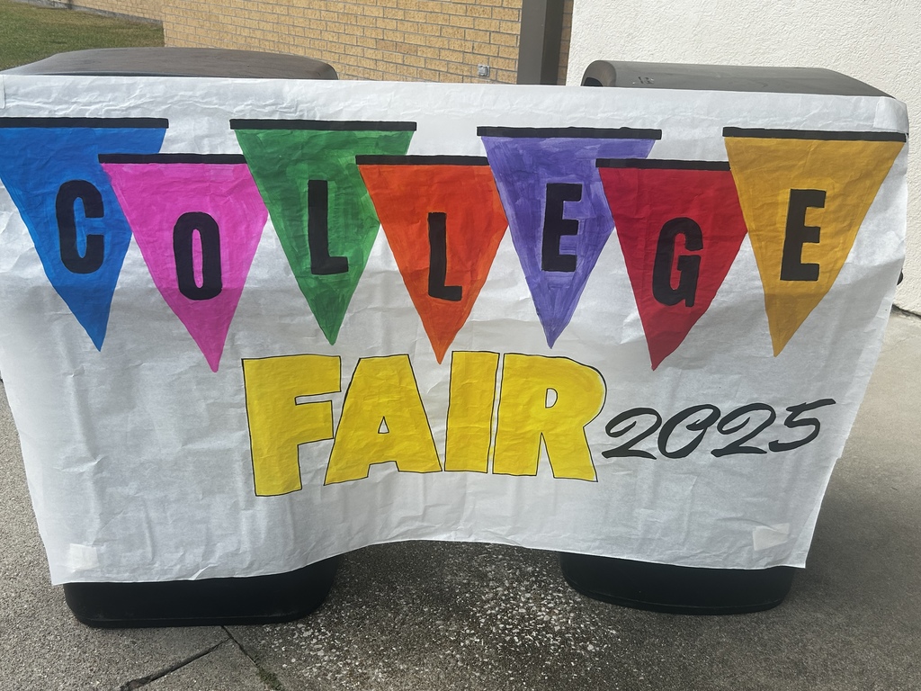 colorful college fair sign