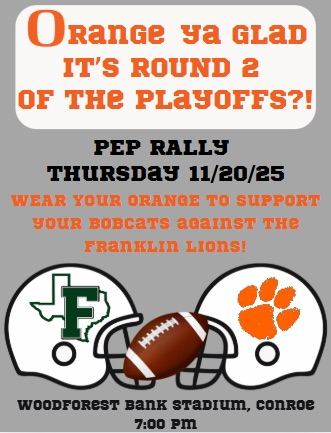 football helmets and pep rally announcement