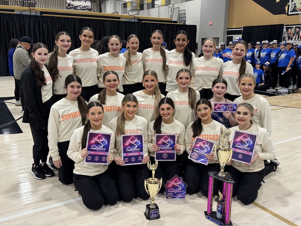 drill team girls with their awards