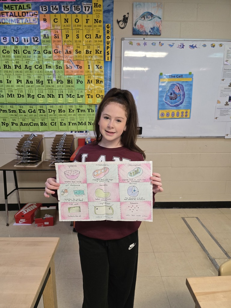 8th grade student posing with their science project.