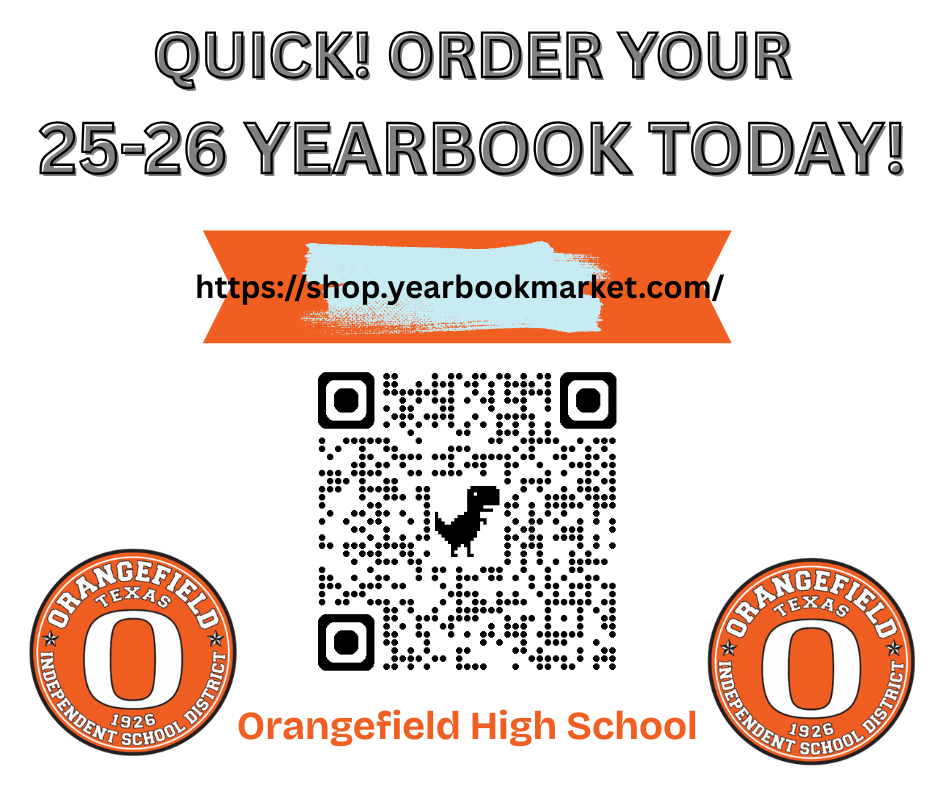 A white background displays a call to order a 25-26 yearbook. QR code and two logos appear. A URL is at the top.