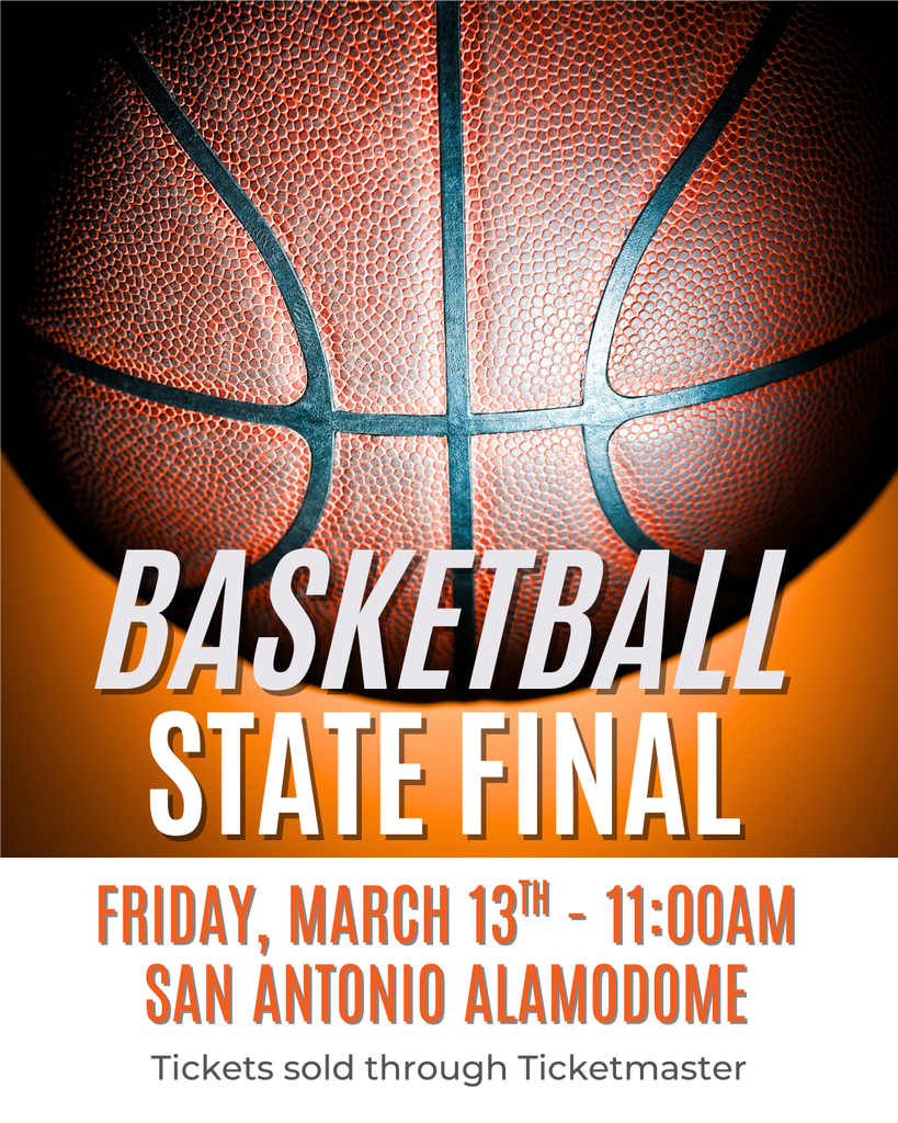 Poster with a basketball image, text "Basketball State Final," and details about the event date, time, and venue.
