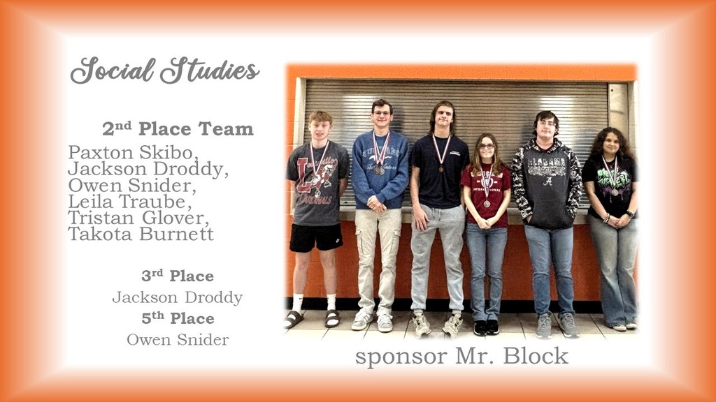 A group of students wearing medals pose for a photo. The group includes Jackson, Paxton, Owen, Tristan, Leila, and Takota.