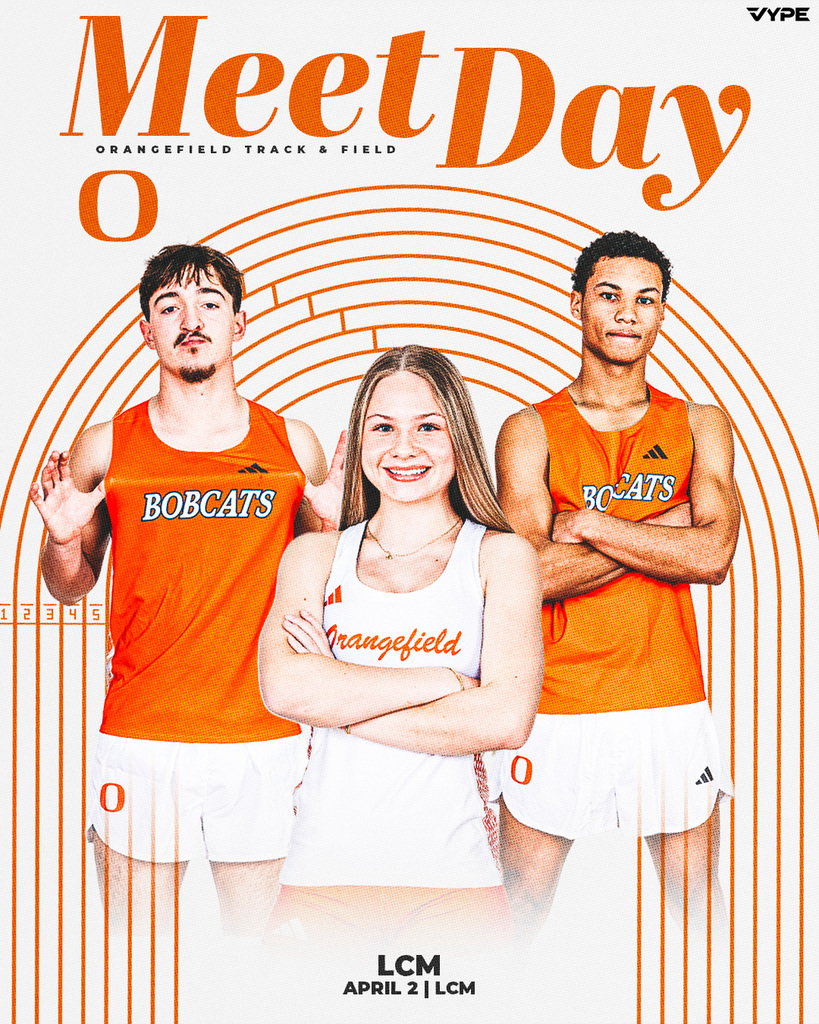 Three athletes stand together, two in orange and one in white, smiling with arms crossed, against a vibrant, circular background.