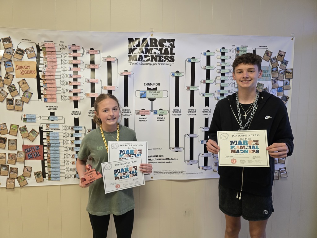 8th grade winners for science march mammal madness.