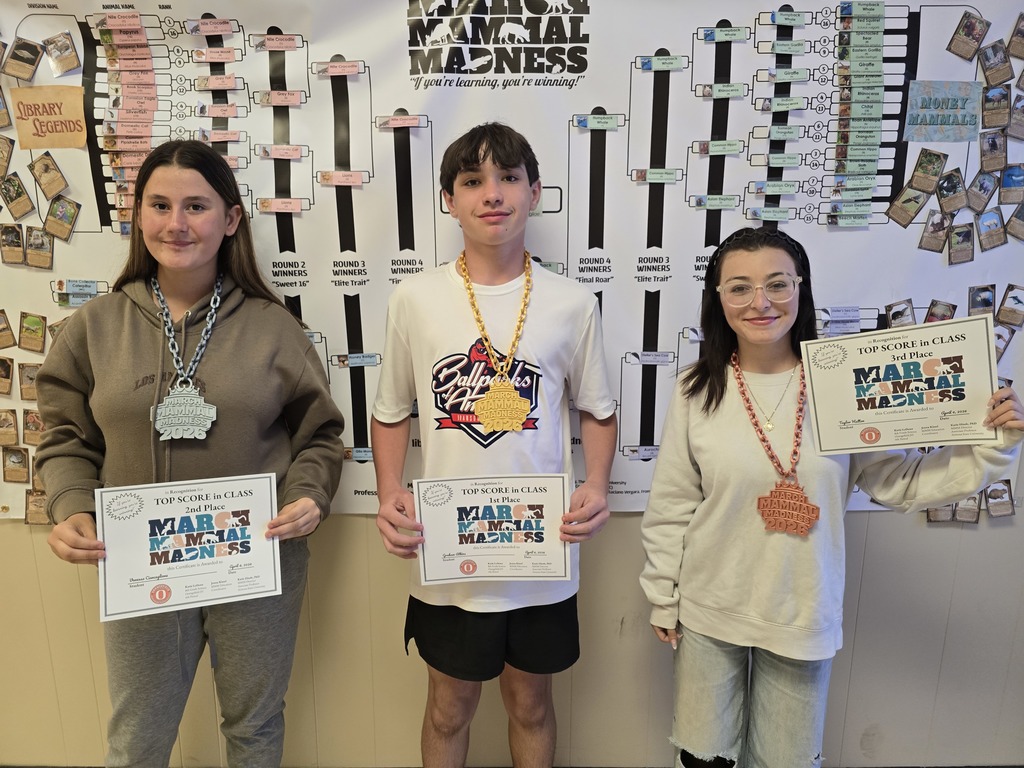 8th grade winners for science march mammal madness.