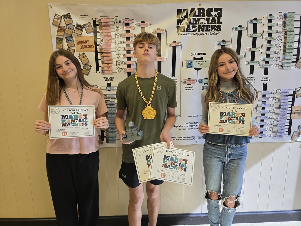 8th grade winners for science march mammal madness.