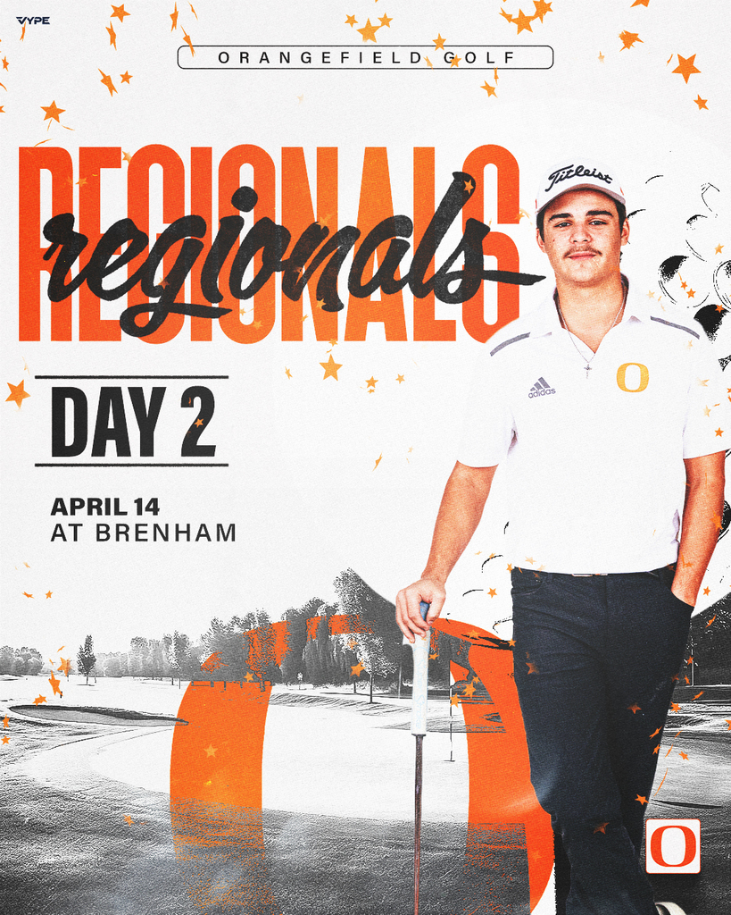 A poster for Regionals Day 2 with a golfer in a white shirt and cap.