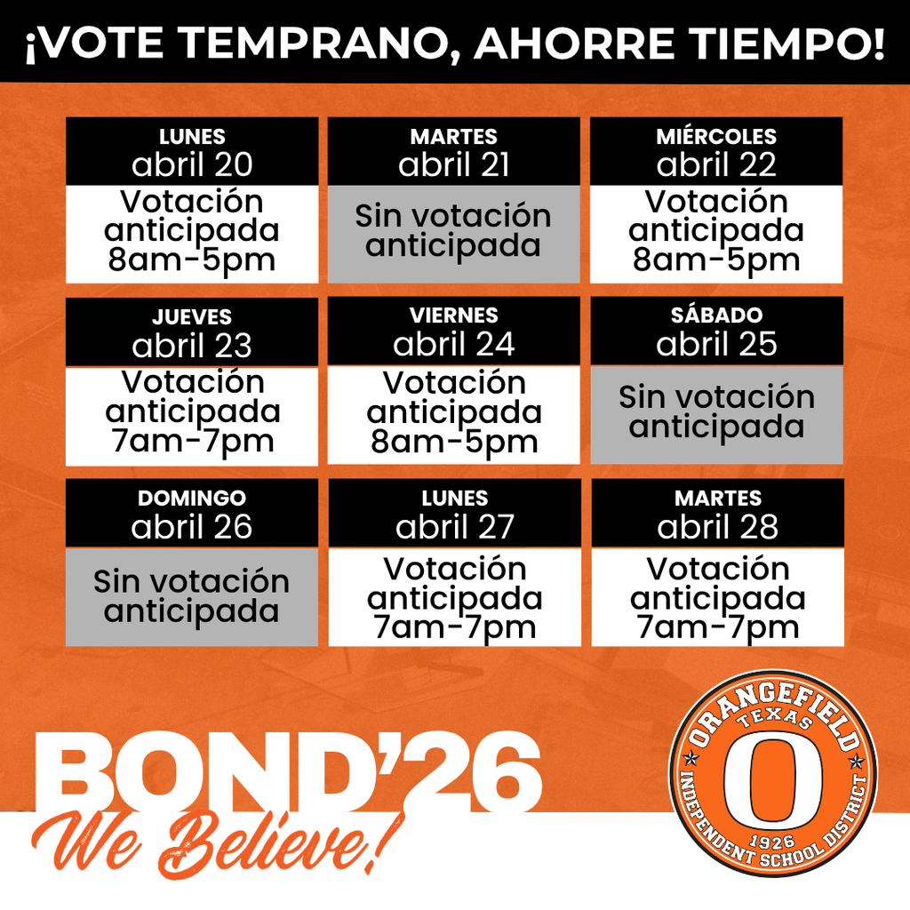 A schedule with dates and voting times, including early voting and regular voting hours. The schedule is from April 20 to April 28.