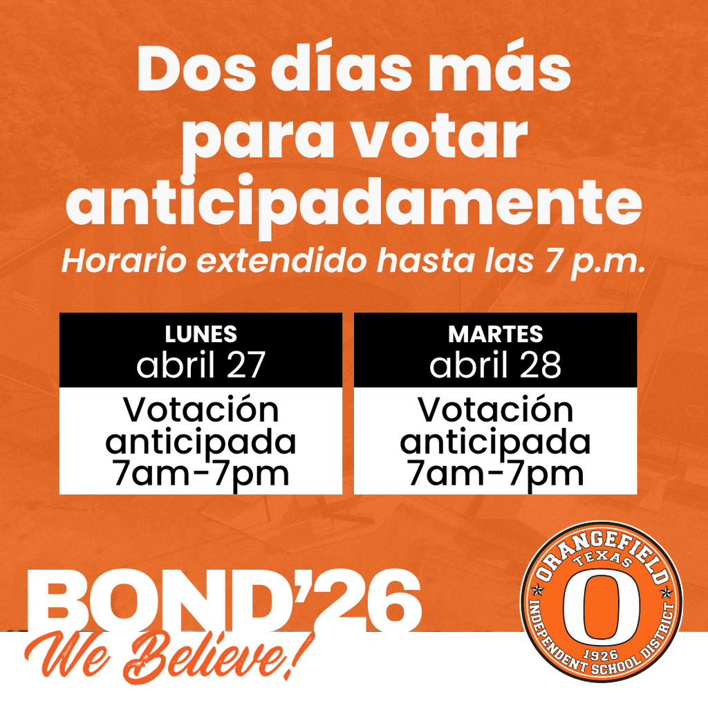 Orange text on a red background reads "Dos días más para votar anticipadamente". Below, two black boxes display voting times.