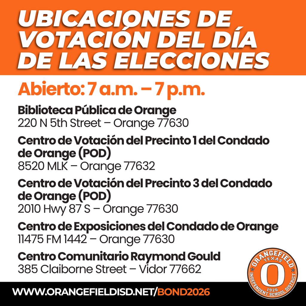 Election day voting locations in Orange County are listed with times, addresses, and contact information.