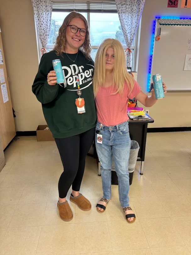 Teachers and students posing for swip swap day.